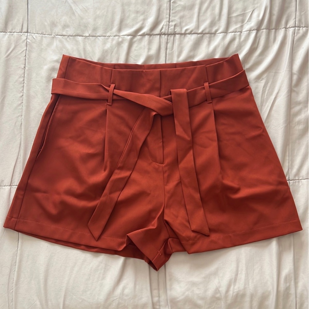 Allegra K Women’s Bow Tie High Waist Short Paper Bag Shorts